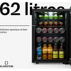Mini réfrigérateur KLARSTEIN Bevora 65cm 62L Frigo Porte Vitrée Noir