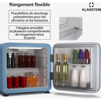 Mini réfrigérateur KLARSTEIN Audrey Evo 43L rétro compact 0-10°C bleu