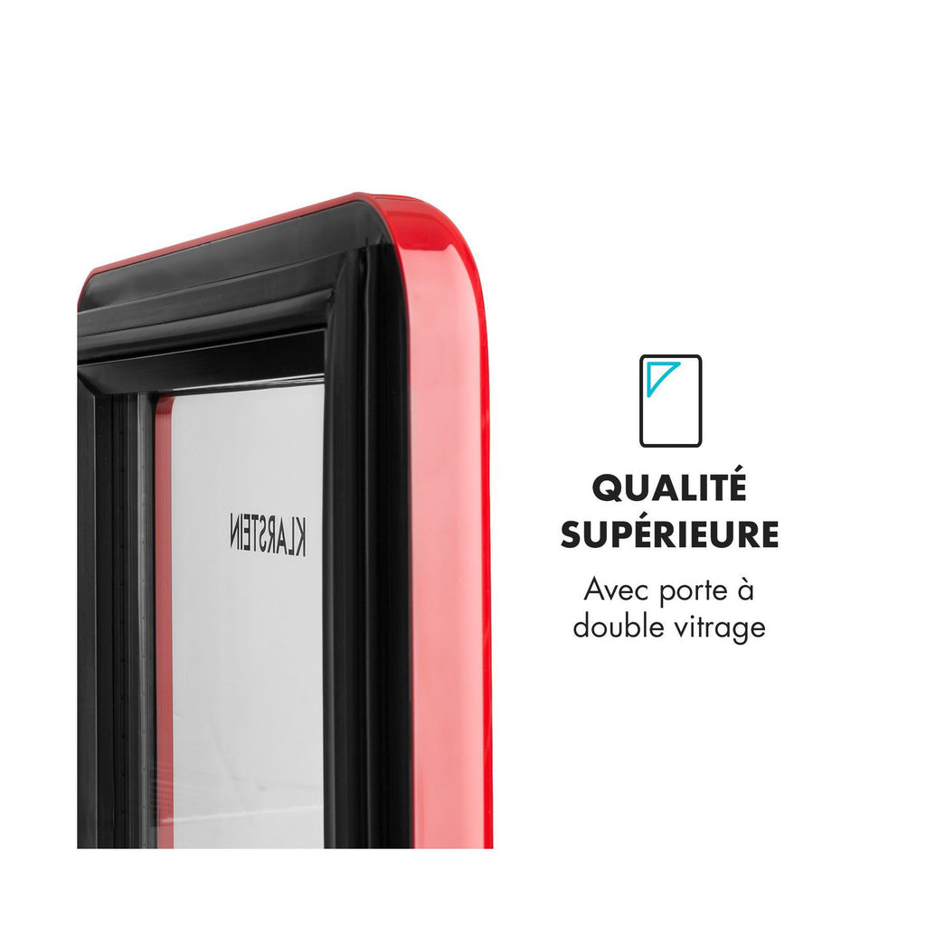 Mini réfrigérateur KLARSTEIN PopLife 48L 0-10°C design rétro rouge