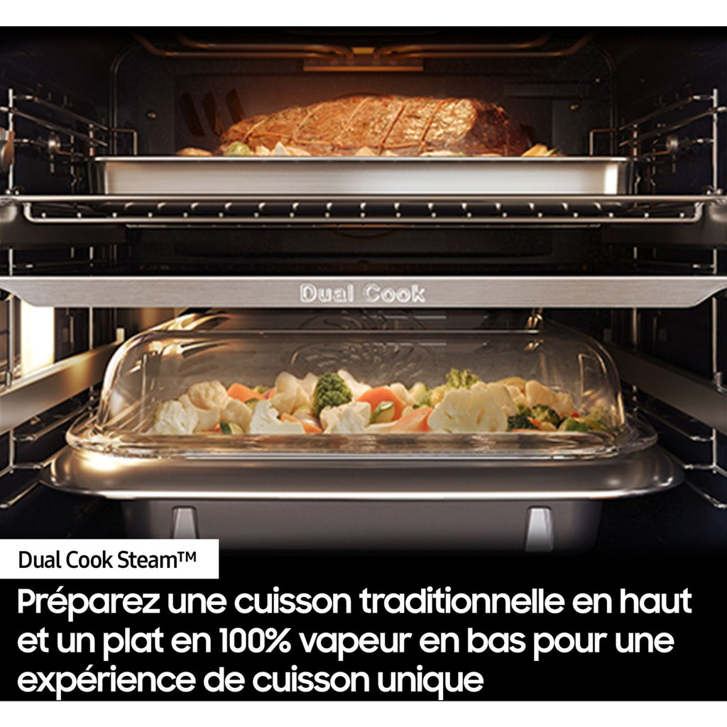 Four encastrable SAMSUNG NV7B6795JAK - Double cavité - Pyrolyse - Chaleur pulsée - Vapeur - Porte froide