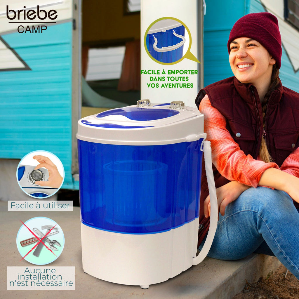 Lave linge portable BRIEBE avec Centrifugeuse, pour Camping WM1111