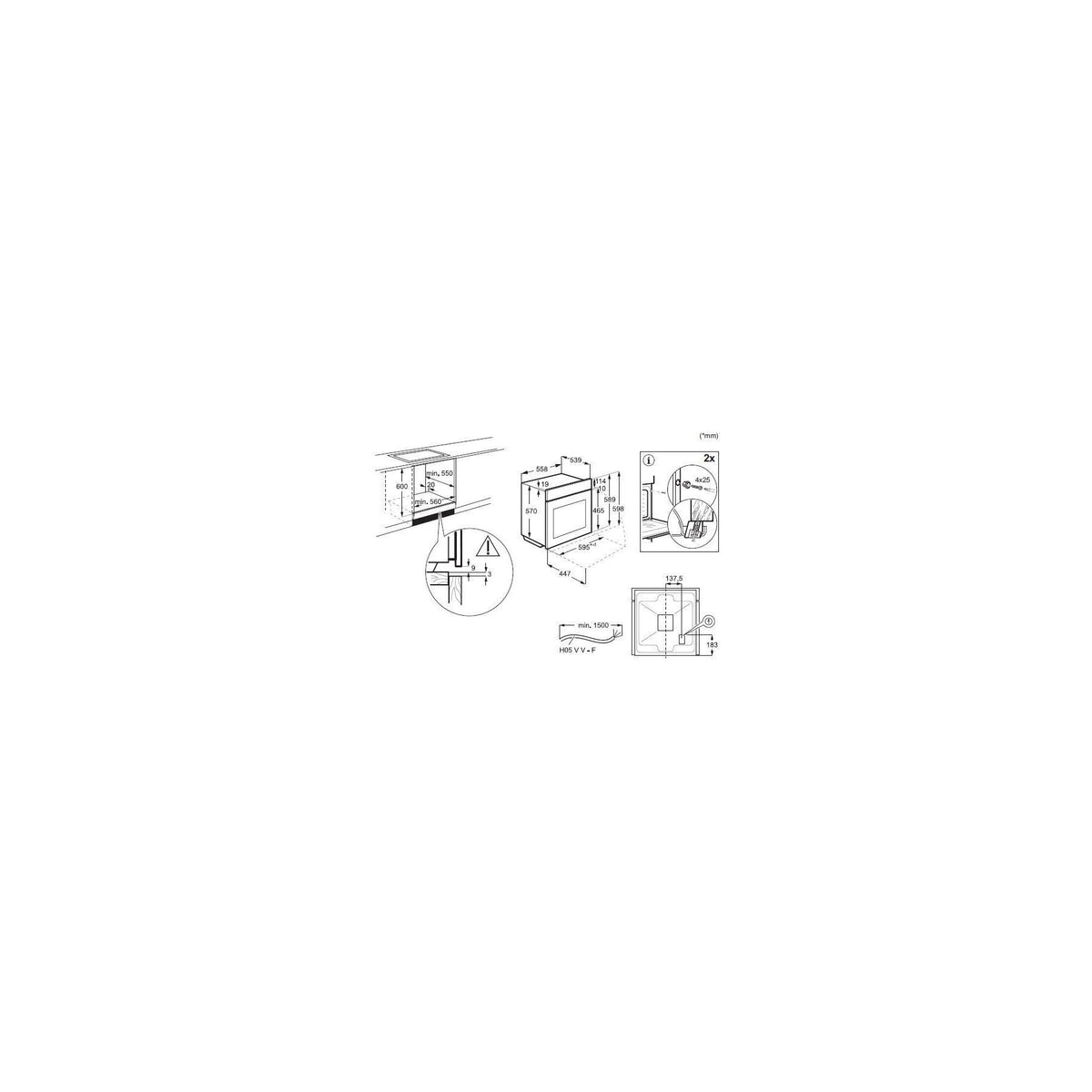 Four encastrable ESSENTIELB EFMH65N1 - Hydrolyse - Chaleur tournante - Rails télescopiques