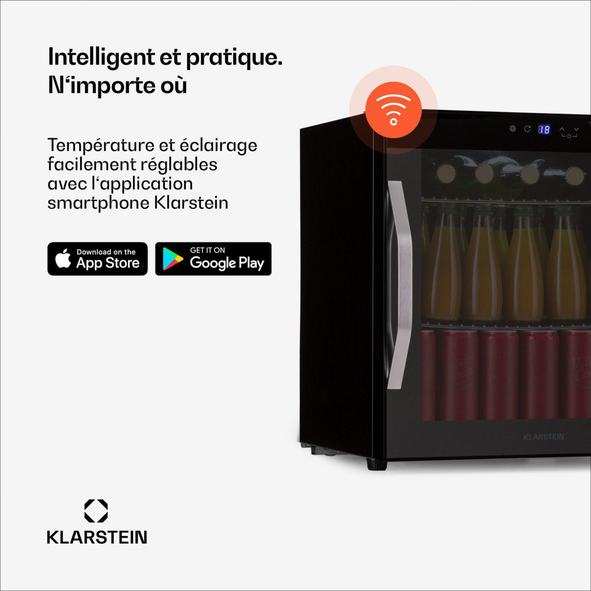 Mini réfrigérateur KLARSTEIN Coachella 50 47L WiFi LED 3-18°C noir