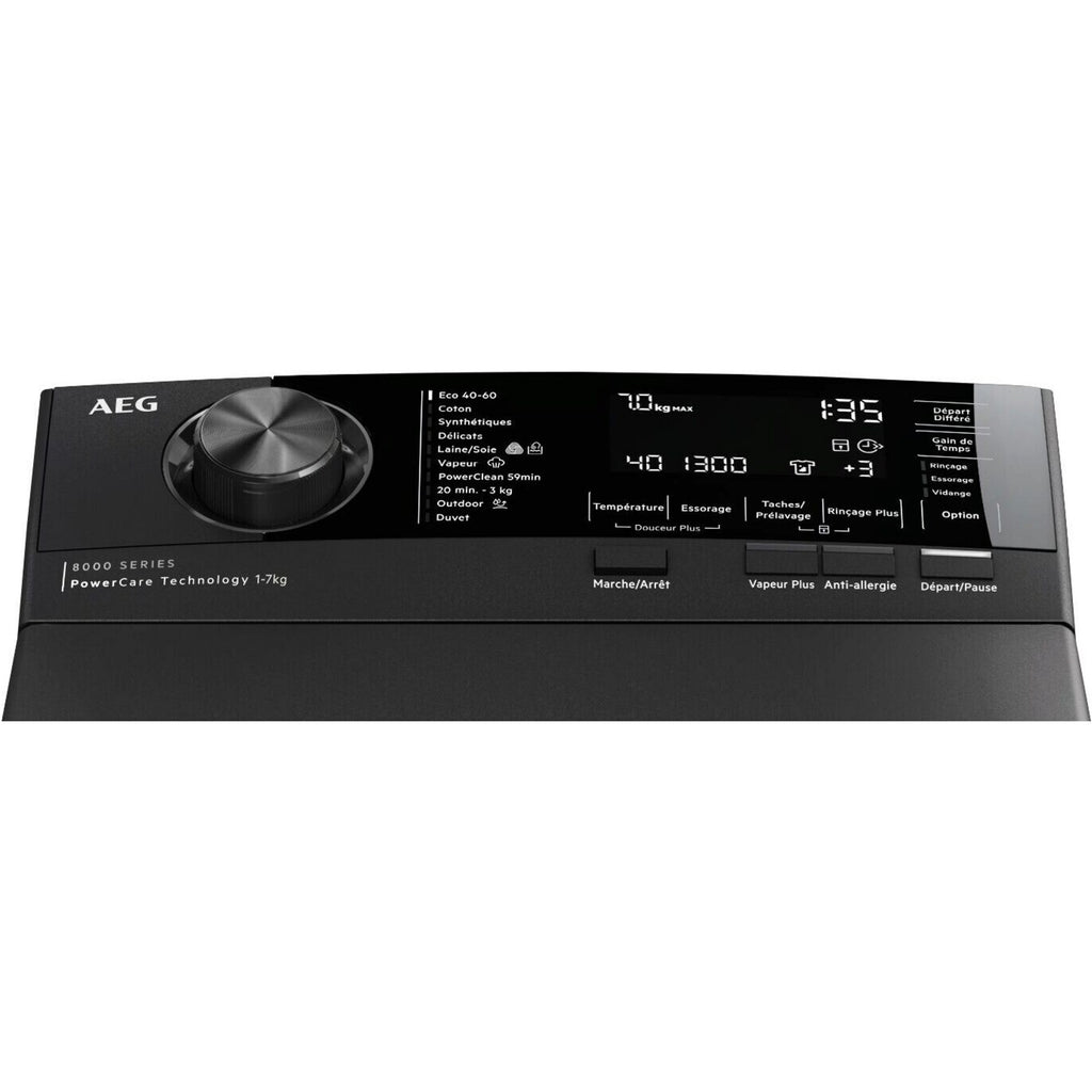 Lave linge top AEG LTR8C7313DS - 7 kg - 1300 tr/min - Classe A - Moteur induction - Dosage automatique - Noir