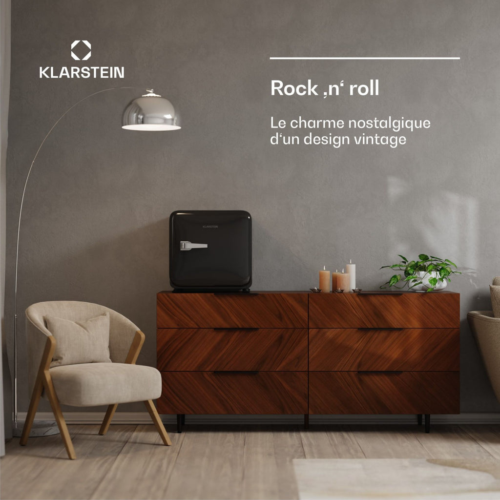 Mini réfrigérateur KLARSTEIN Audrey Evo 43L rétro compact 0-10°C noir