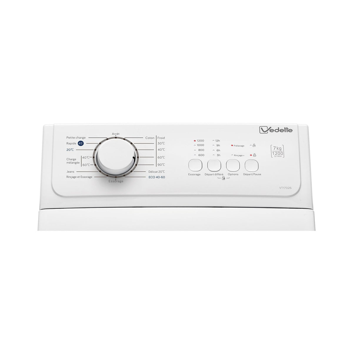 Lave linge top VEDETTE VT17026 Reconditionné