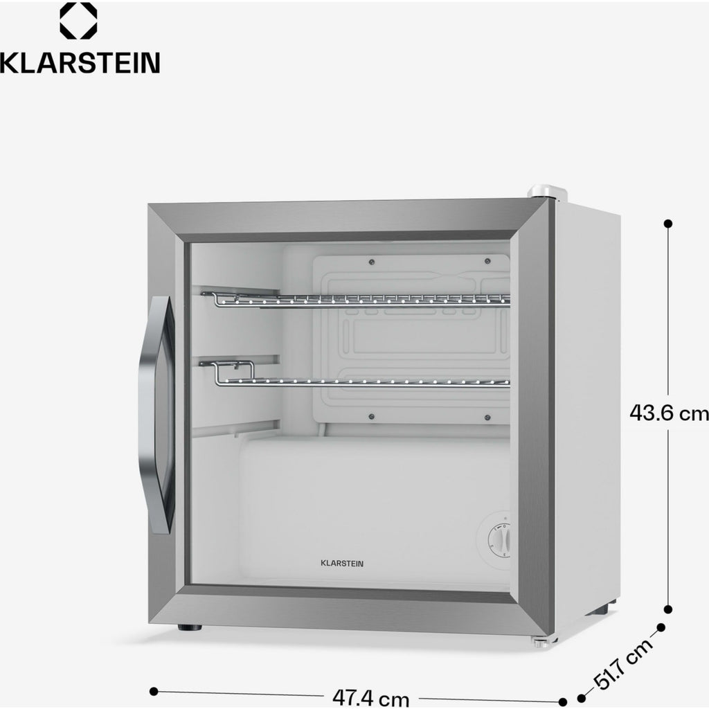 Mini réfrigérateur KLARSTEIN Beersafe porte vitrée 44x48cm LED Argent