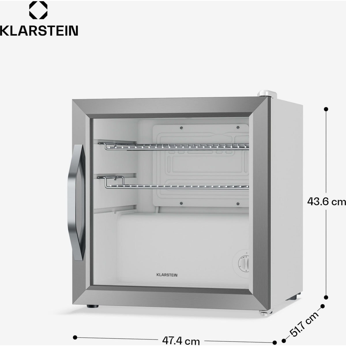 Mini réfrigérateur KLARSTEIN Beersafe porte vitrée 44x48cm LED Argent
