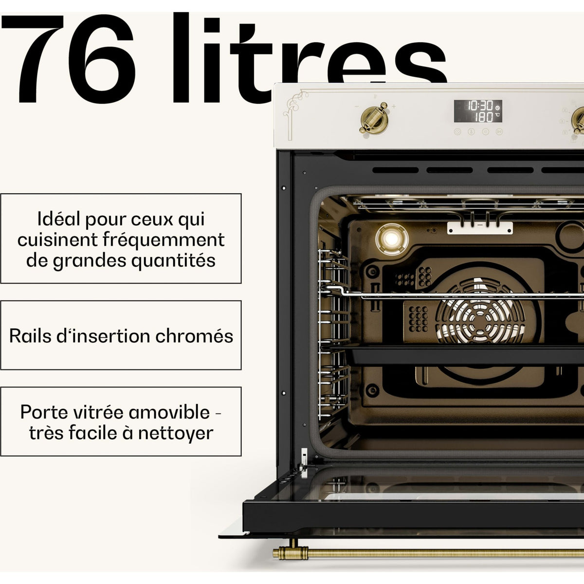 Four encastrable KLARSTEIN 60 cm pyrolyse 3150W 76L Blanc Victoria