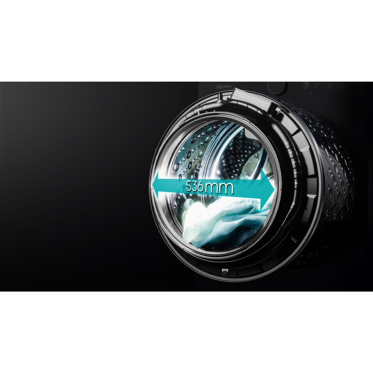 Lave linge hublot HISENSE WF5I1045BBQ - 10,5 kg - 1400 tr/min - Classe A - Moteur induction - Autodosage - Connecté - Noir
