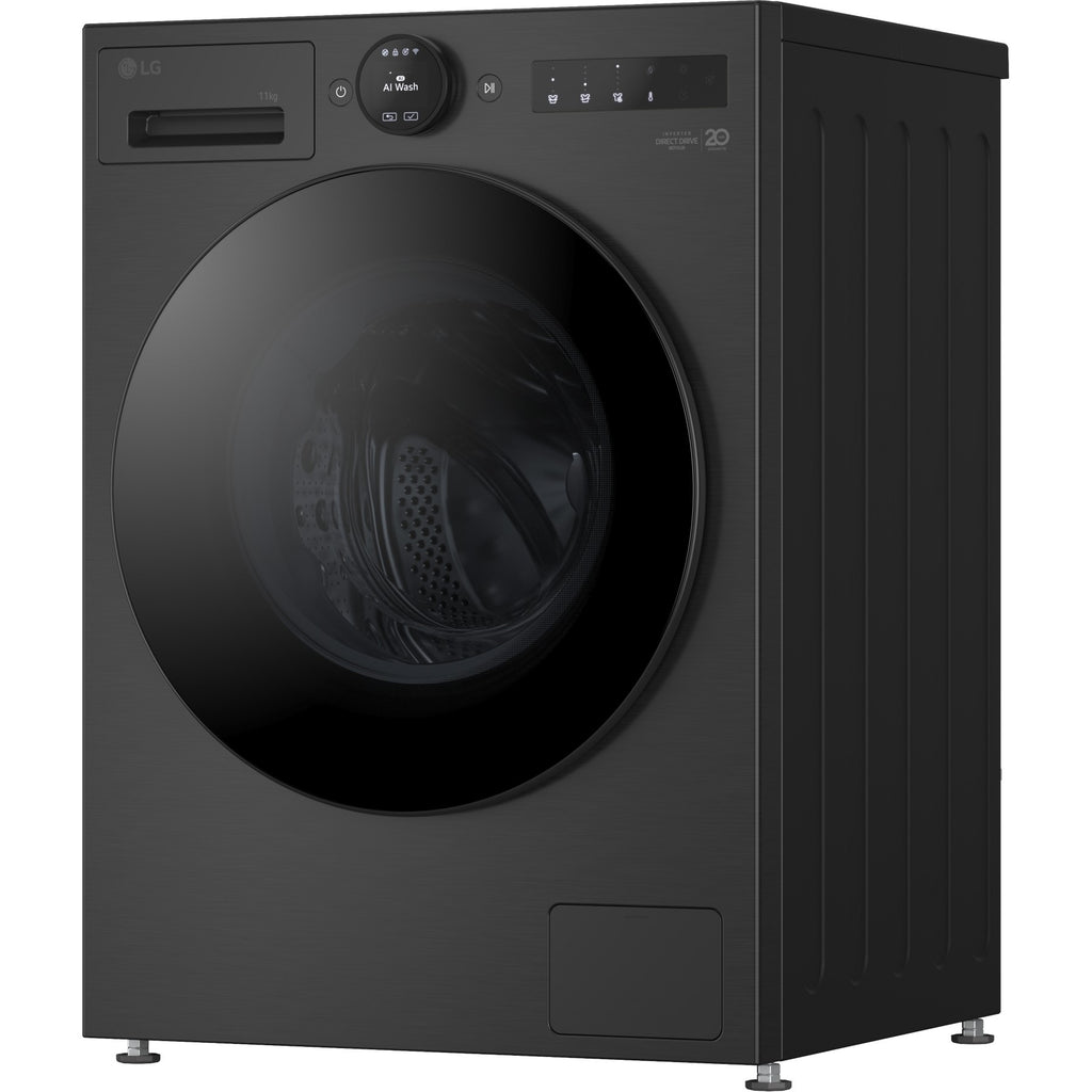 Lave linge hublot LG F14X76BSTA - 11 kg - 1400 tr/min - Classe A - Moteur direct drive - Autodosage - Wifi - Noir
