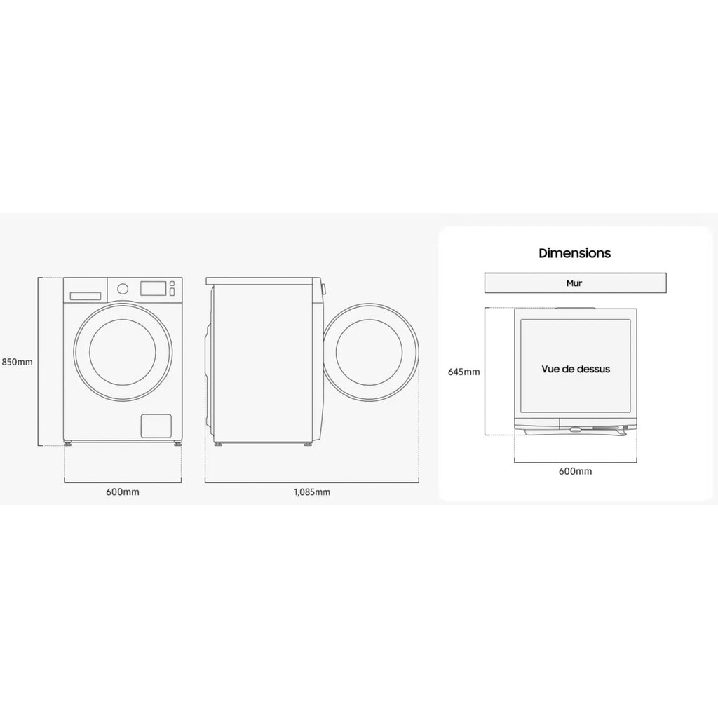 Lave linge séchant hublot SAMSUNG WD10HG6U94BE - 10/6 kg - 1400 tr/min - Classe D - Moteur Inverter - Dosage automatique - Connecté