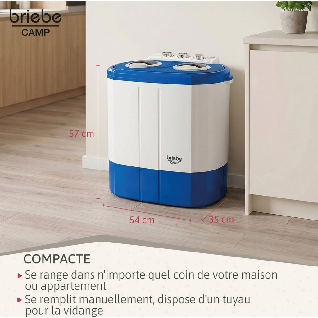 Lave linge portable BRIEBE avec Centrifugeuse 2 Compartimen WM1140B