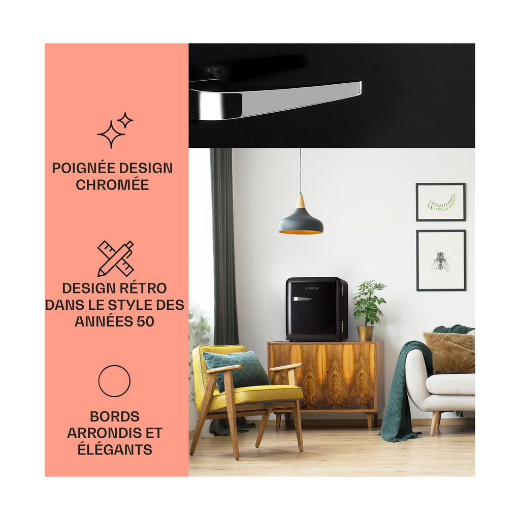 Mini réfrigérateur KLARSTEIN AudreyMini rétro 48L 2 étages 39 dB noir