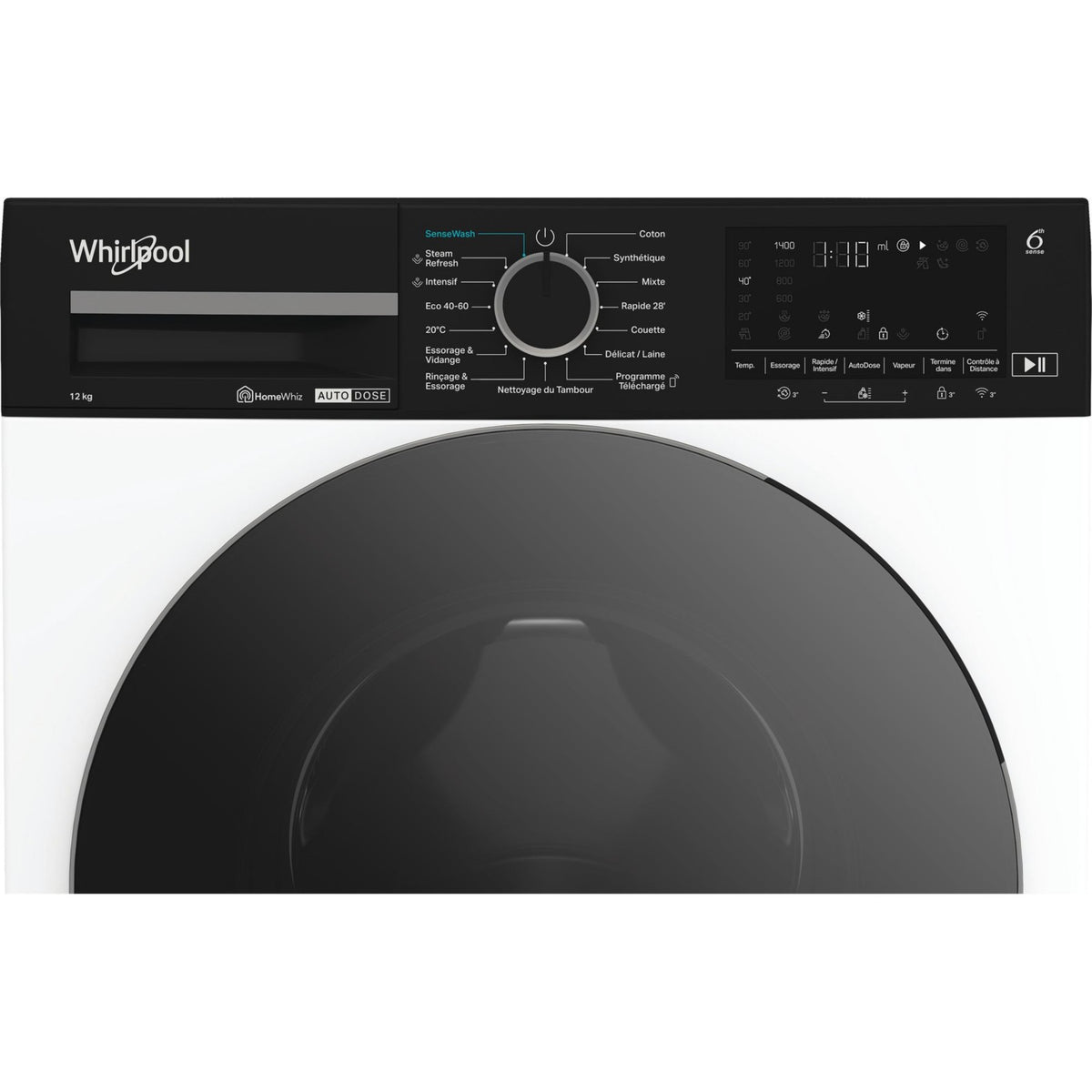 Lave linge hublot WHIRLPOOL WPM27WADSFR - 12 kg - 1400 tr/min - Classe A - Moteur induction - Connecté
