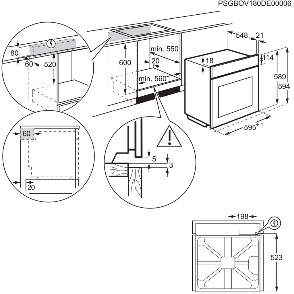 Four Pyro ELECTROLUX EOE6P57X - Pyrolyse - Chaleur pulsée - Porte froide - Rails télescopiques - Sonde de cuisson