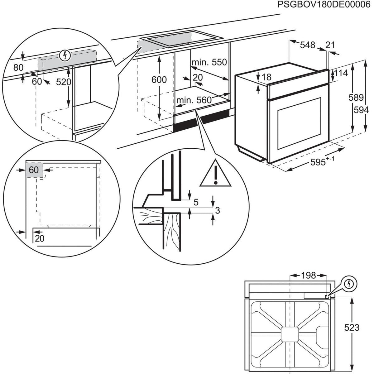 Four Pyro ELECTROLUX EOE6P57X - Pyrolyse - Chaleur pulsée - Porte froide - Rails télescopiques - Sonde de cuisson