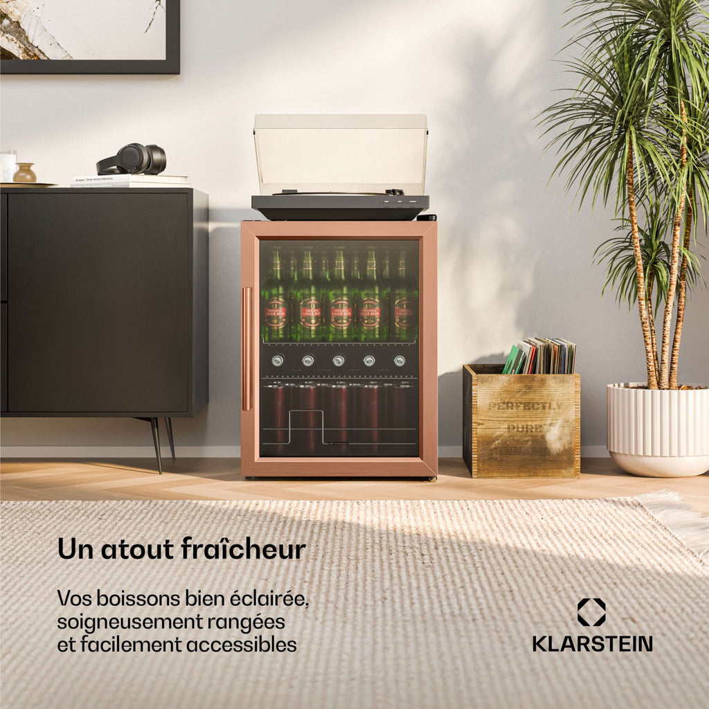 Mini réfrigérateur KLARSTEIN Beersafe porte vitrée 64x48cm 60L Cuivre