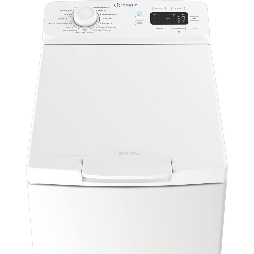 Lave linge top INDESIT TIP621PUSH&GOFR - 6 kg - 1200 tr/min - Classe A - Moteur induction