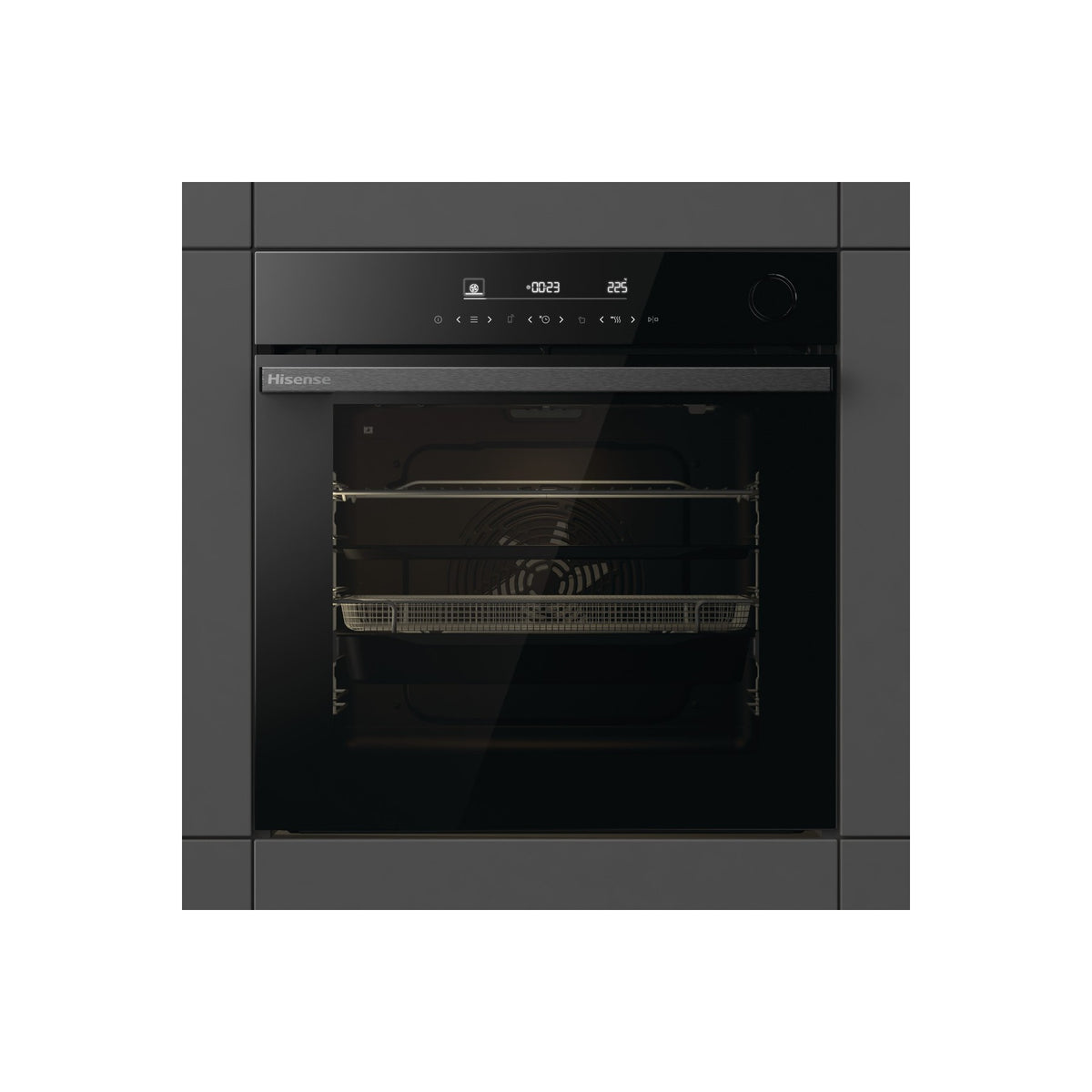 Four encastrable fonction vapeur HISENSE BSA66346PBGWIFI - Pyrolyse - Chaleur tournante - Rails télescopiques - Ajout Vapeur - Air Fry - Wifi + Micro ondes grill encastrable HISENSE BIM325GI63DBG