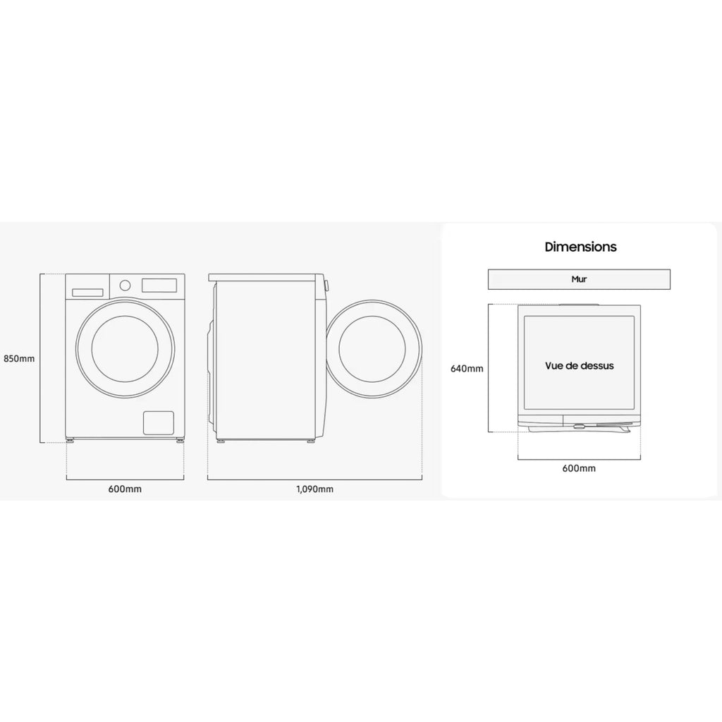 Lave linge séchant hublot SAMSUNG WD11DG5B15BH - 11/6 kg - 1400 tr/min - Classe A - Connecté