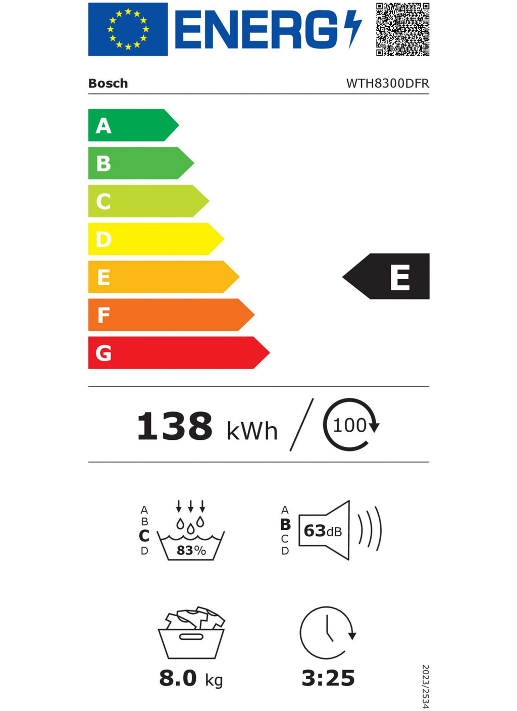Sèche linge pompe à chaleur BOSCH WTH8300DFR, Série 4, Express 40 min