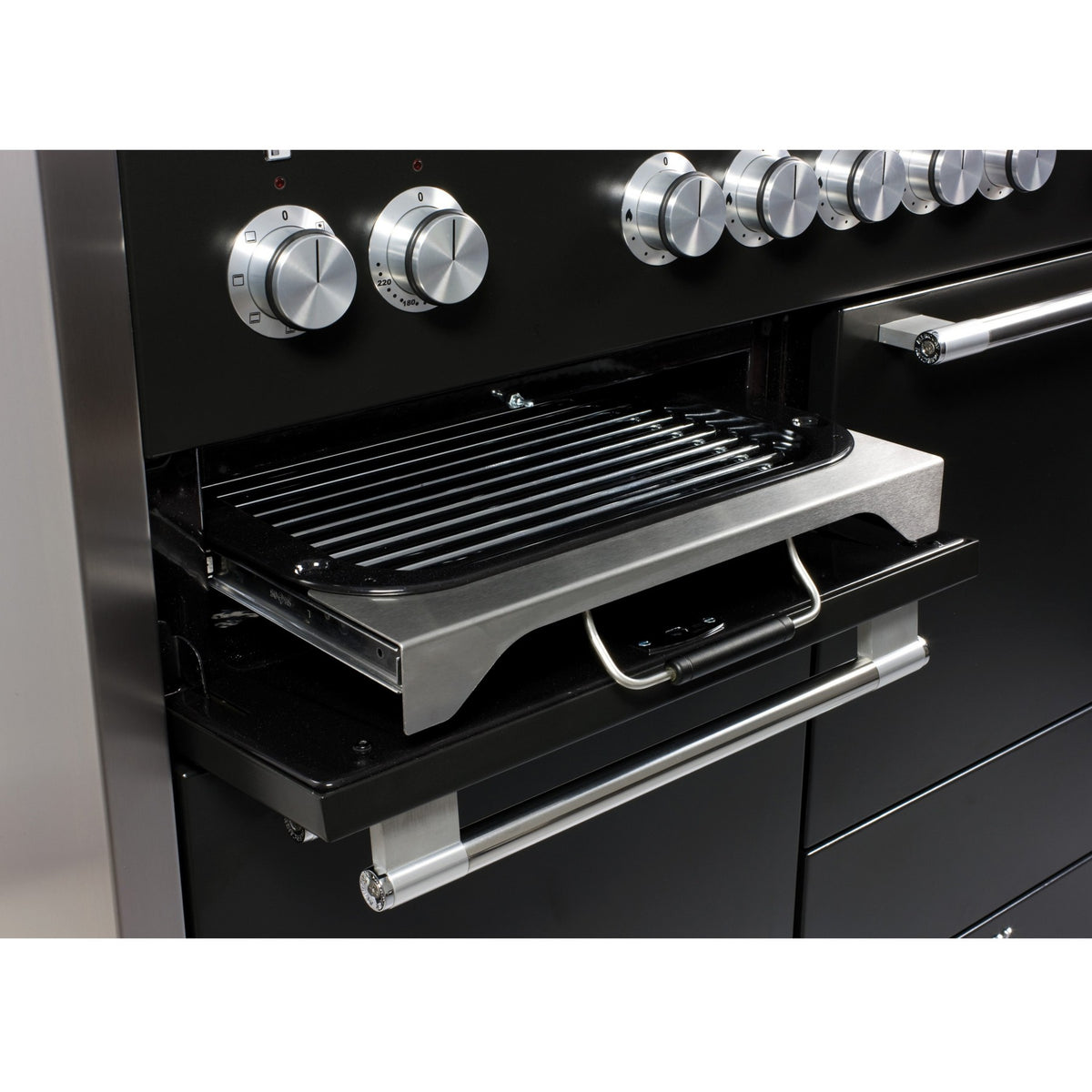 Piano de cuisson gaz FALCON Semi Pro MERCURY 120 NOIR MAT INOX POLI