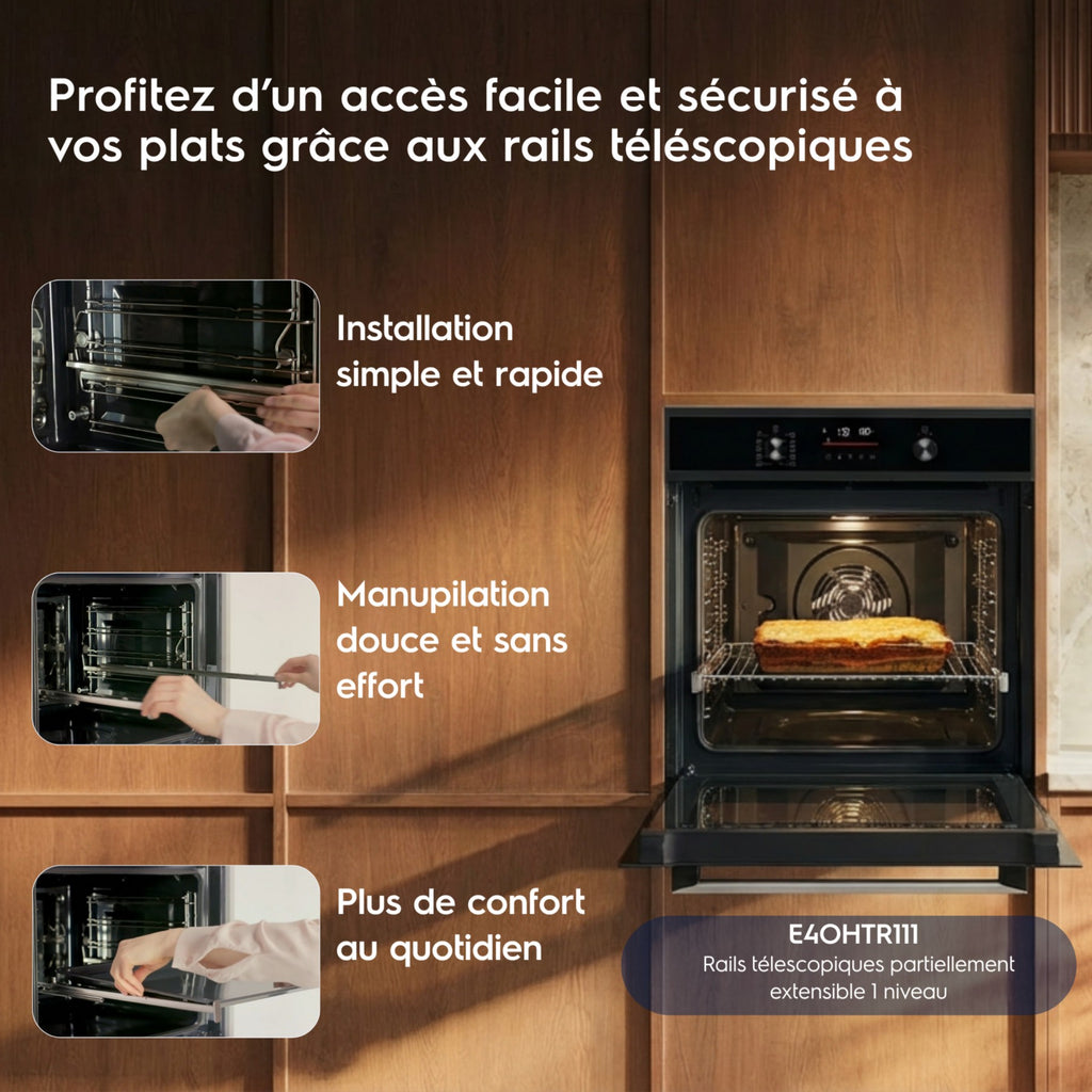 Four encastrable ELECTROLUX EOD6P46X - Pyrolyse - Chaleur pulsée - Porte froide - Vapeur SteamBake + Rails télescopiques ELECTROLUX COULISSANTS E4OHTR111