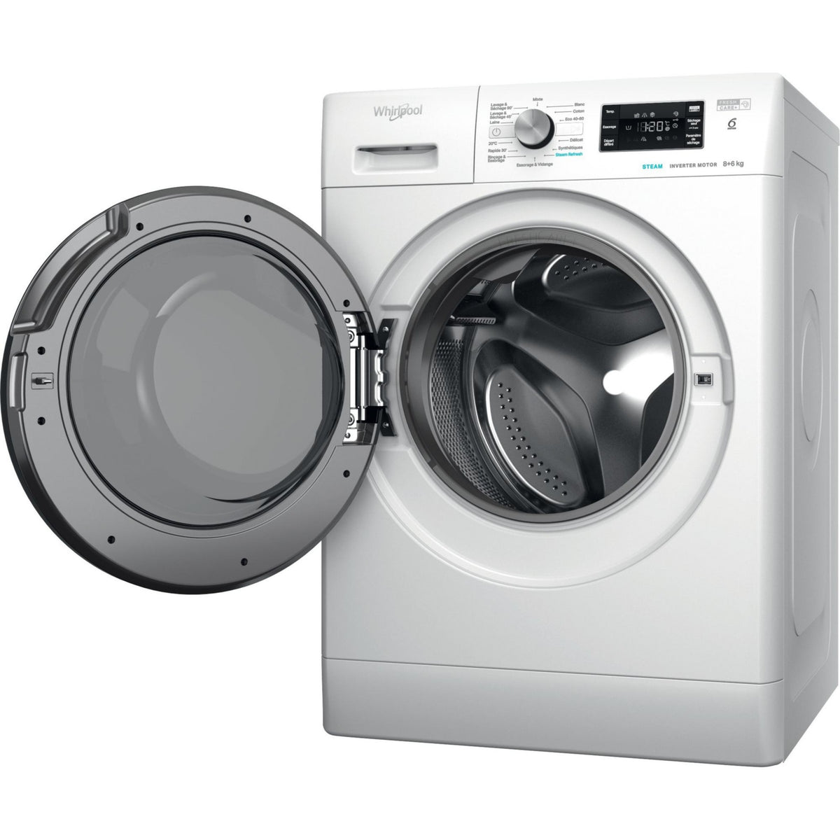 Lave linge séchant hublot WHIRLPOOL FFWDB864489BVFR - 8/6 kg - 1400 tr/min - Classe C - Moteur induction