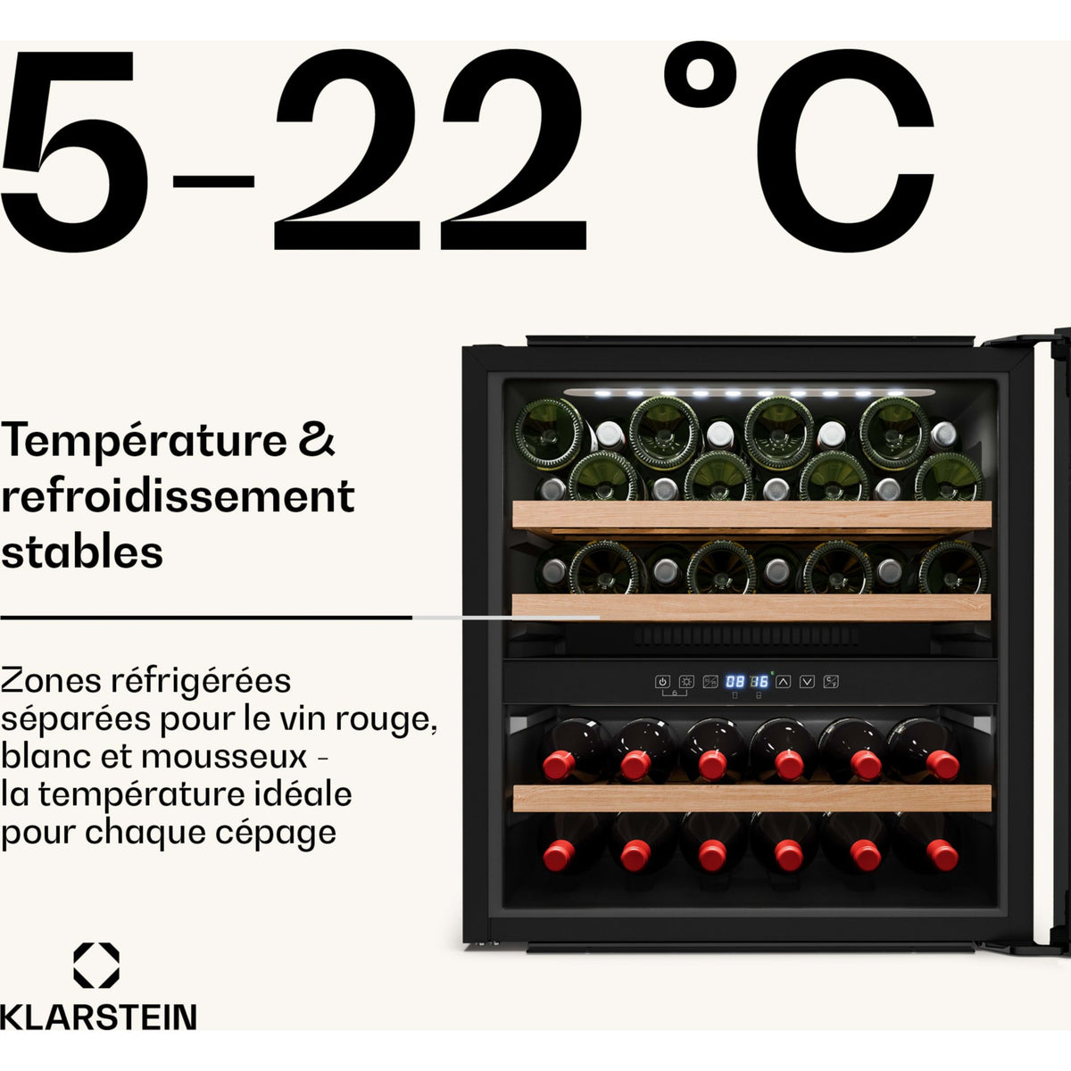 Cave à vin de service KLARSTEIN Vinsider Victoria 36 tactile LED