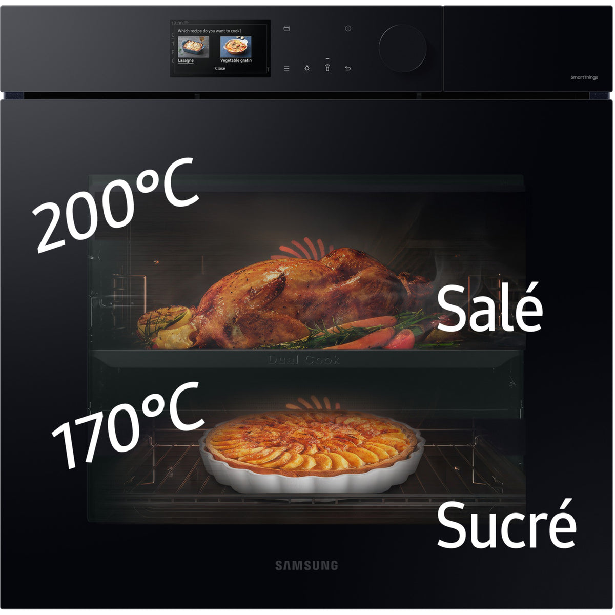 Four encastrable SAMSUNG NV7B7997AAK - Pyrolyse - Chaleur pulsée - Vapeur - Double cavité - Bespoke AI Série 7