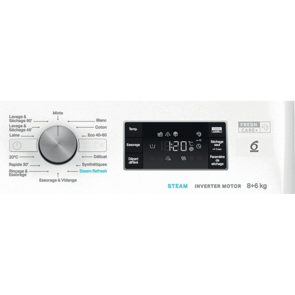 Lave linge séchant hublot WHIRLPOOL FFWDB864489BVFR - 8/6 kg - 1400 tr/min - Classe C - Moteur induction