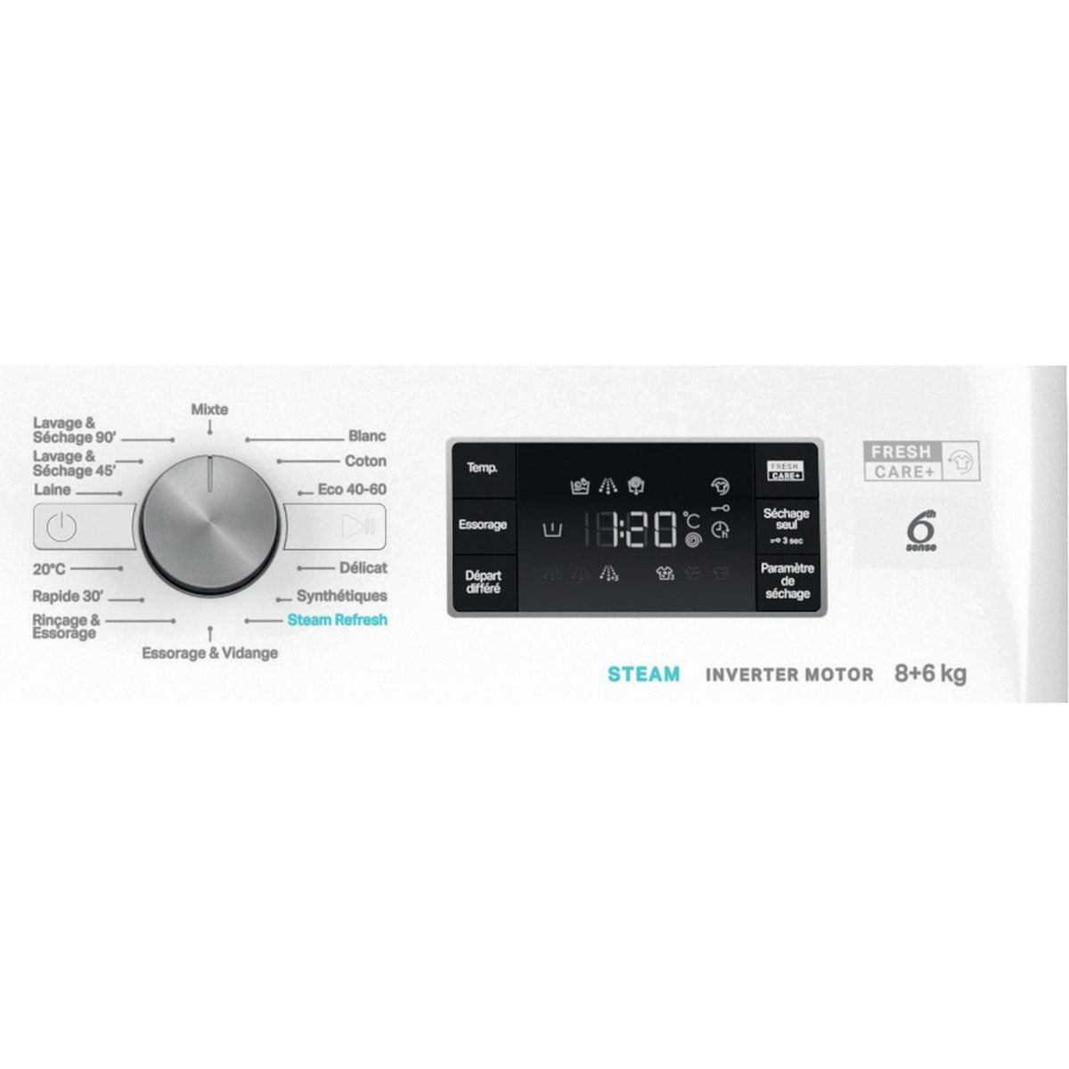 Lave linge séchant hublot WHIRLPOOL FFWDB864489BVFR - 8/6 kg - 1400 tr/min - Classe C - Moteur induction