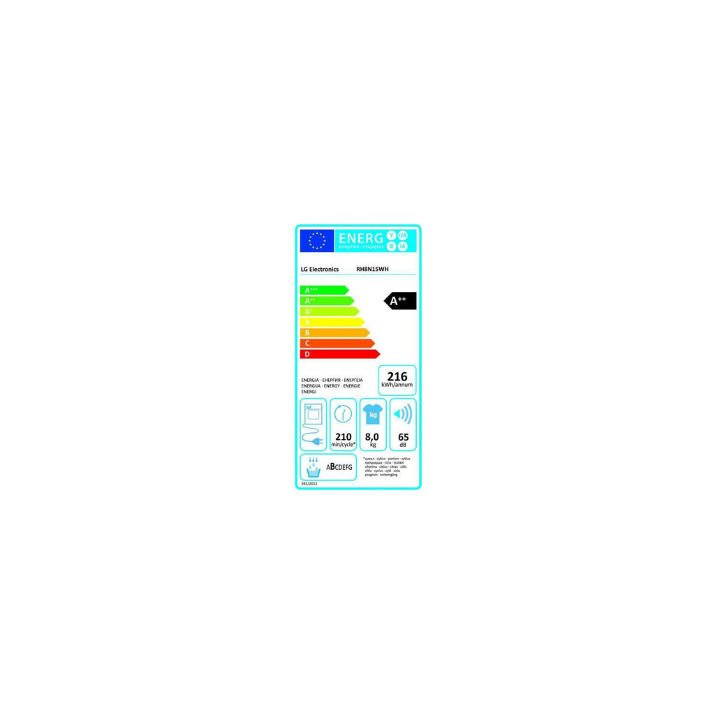 Sèche linge pompe à chaleur LG RH8N15WH