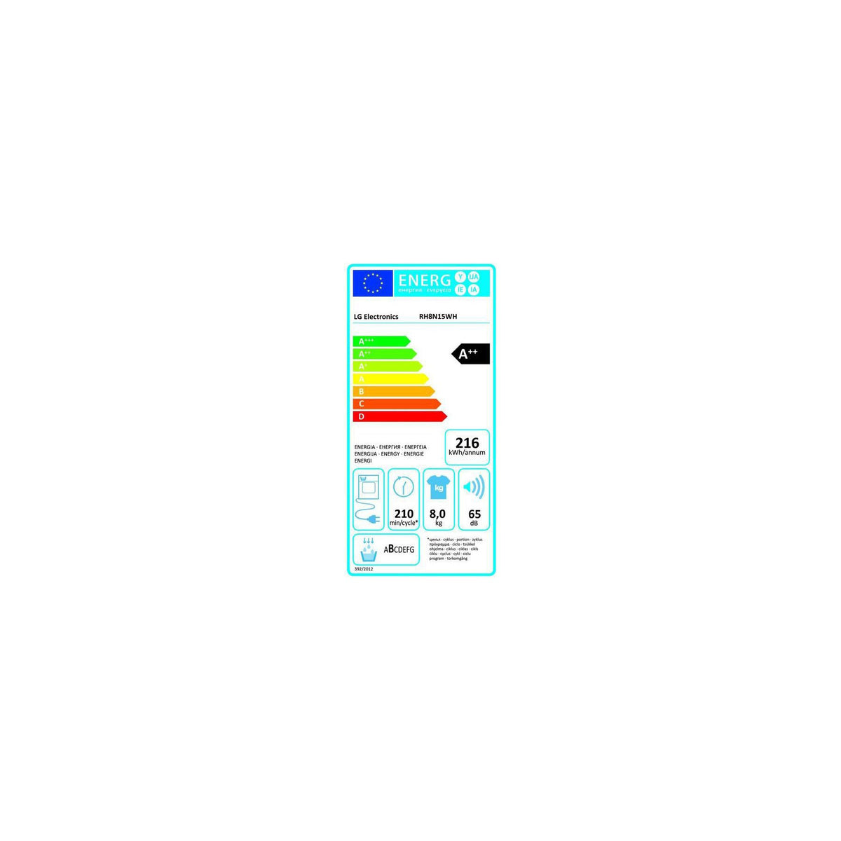 Sèche linge pompe à chaleur LG RH8N15WH