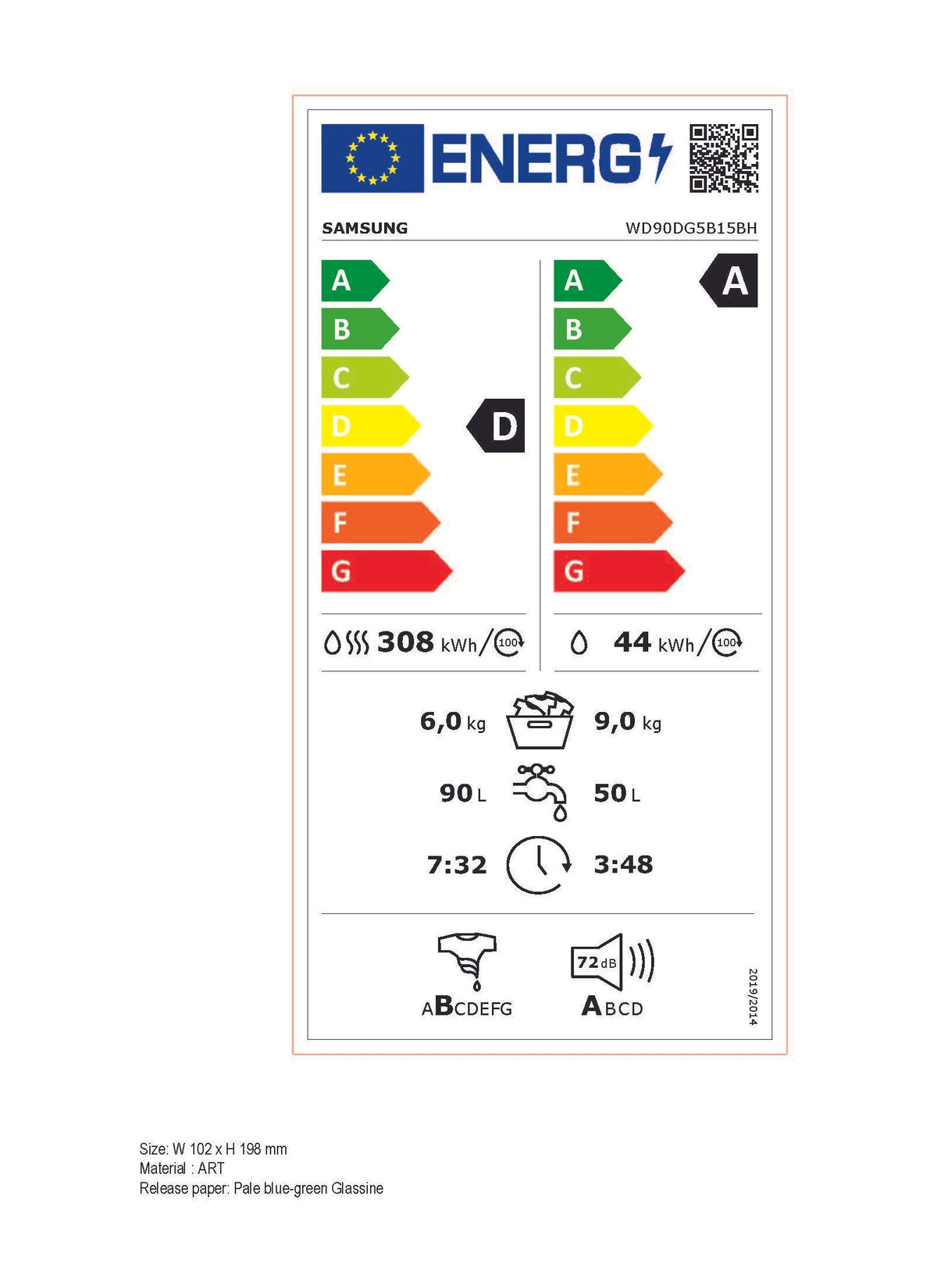 Lave linge séchant hublot SAMSUNG WD90DG5B15BH
