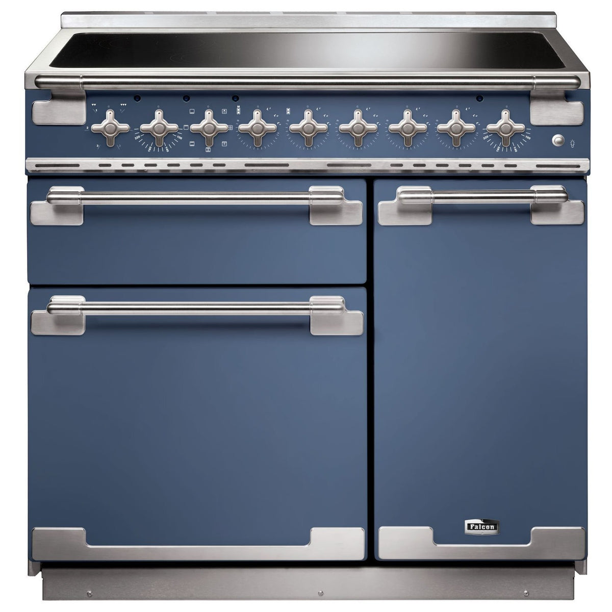 Piano de cuisson induction FALCON ELISE 90 ROCHE BLEUE NICKEL BROSSÉ