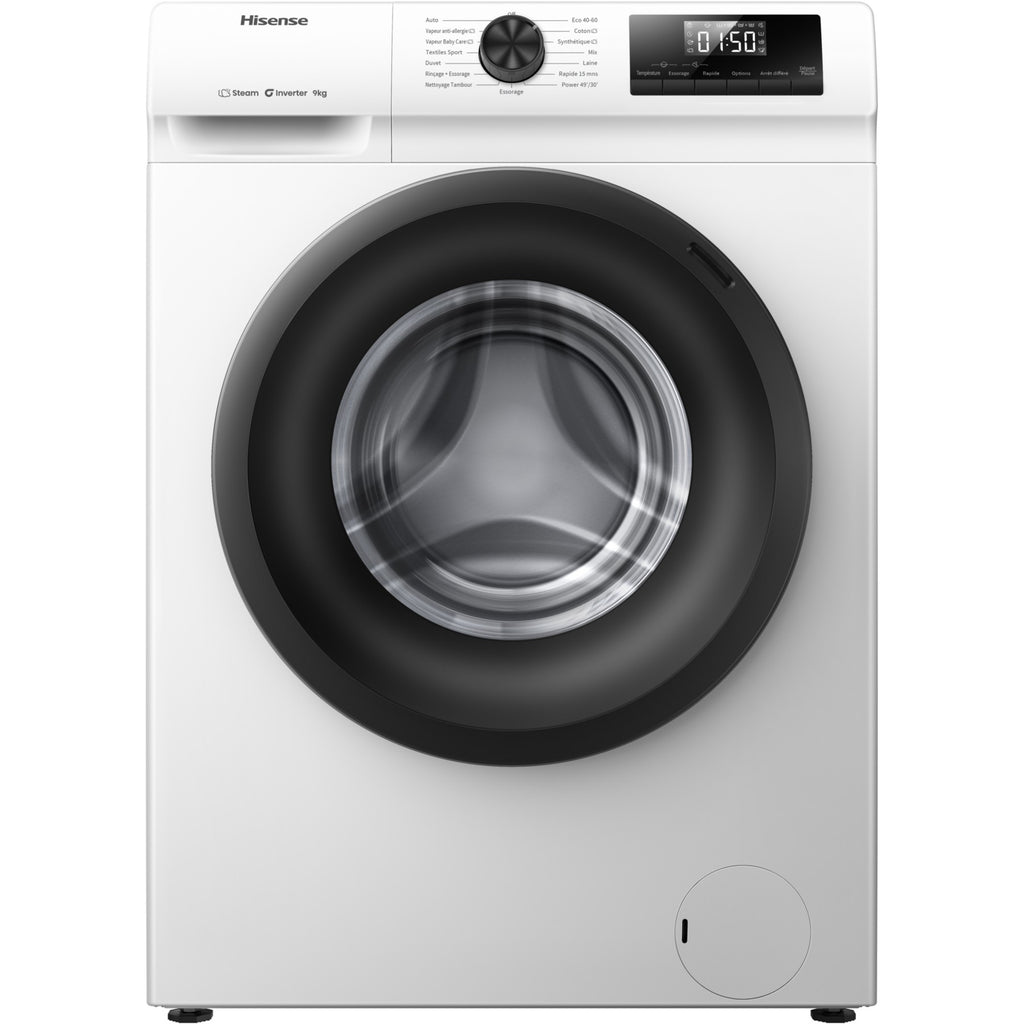 Lave linge hublot HISENSE WF1Q9041BW - 9 kg - 1400 tr/min - Classe A - Moteur induction
