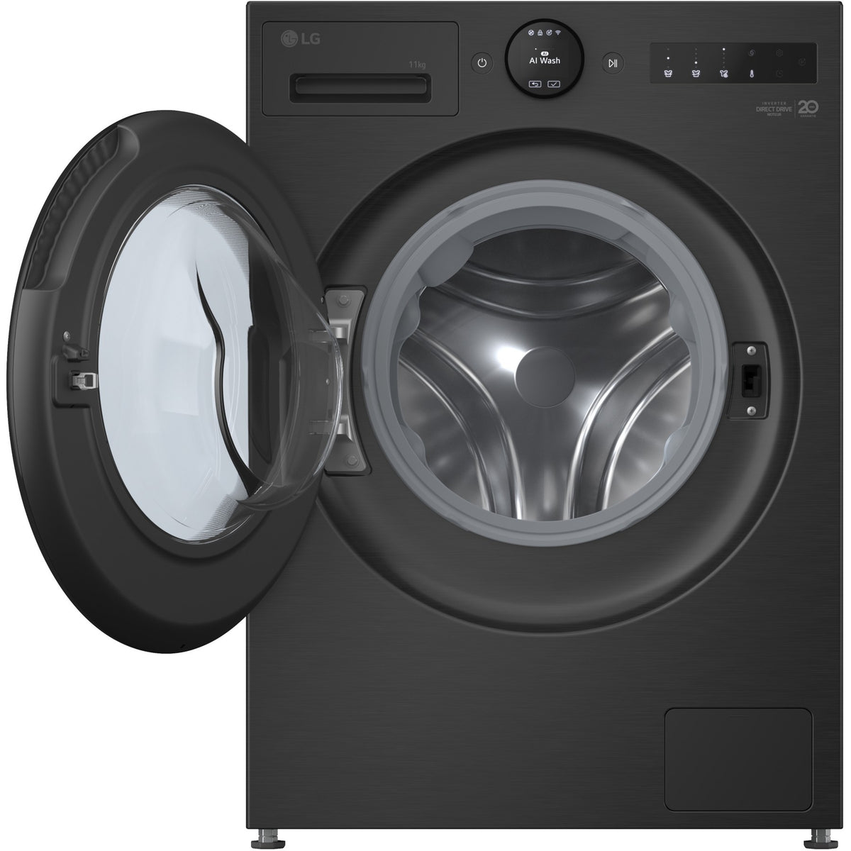 Lave linge hublot LG F14X76BSTA - 11 kg - 1400 tr/min - Classe A - Moteur direct drive - Autodosage - Wifi - Noir