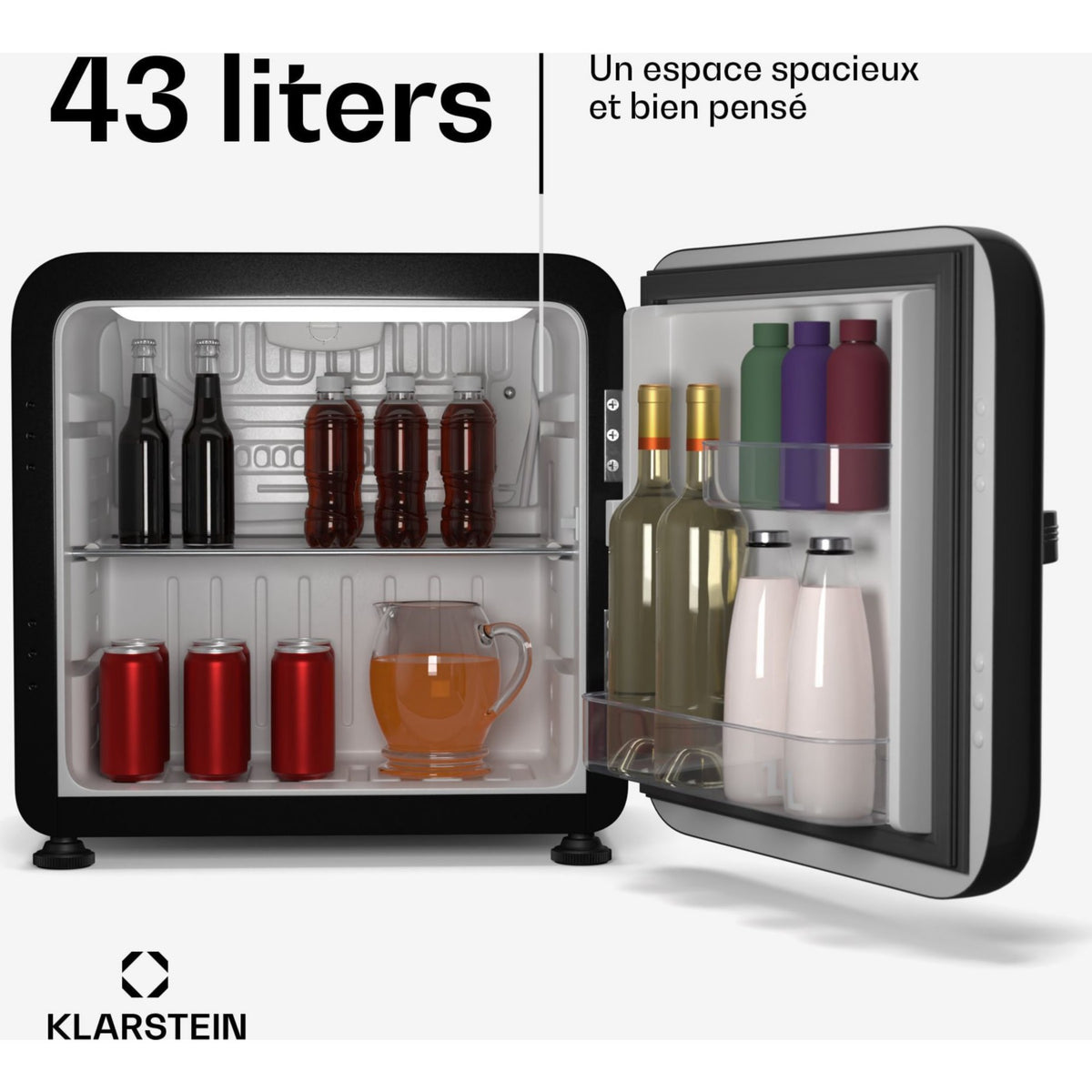 Mini réfrigérateur KLARSTEIN Audrey Evo 43L rétro compact 0-10°C noir