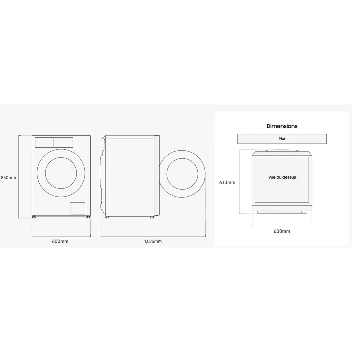 Lave linge hublot SAMSUNG WF90H09C4ST2 - 9 kg - 1400 tr/min - Classe A - Moteur induction - Dosage automatique - Connecté Wifi