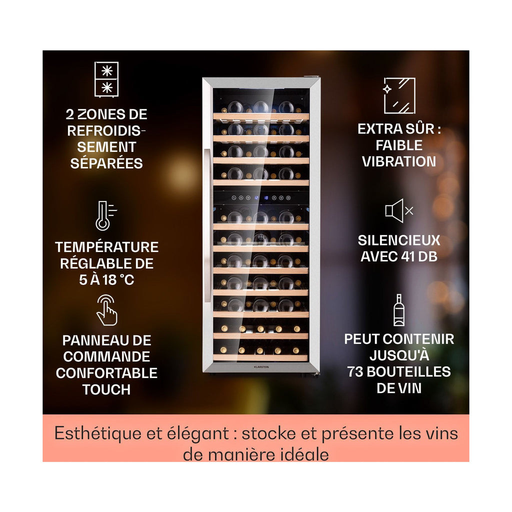 Cave à vin de service KLARSTEIN Vinamour 73 Duo 192L - Argent