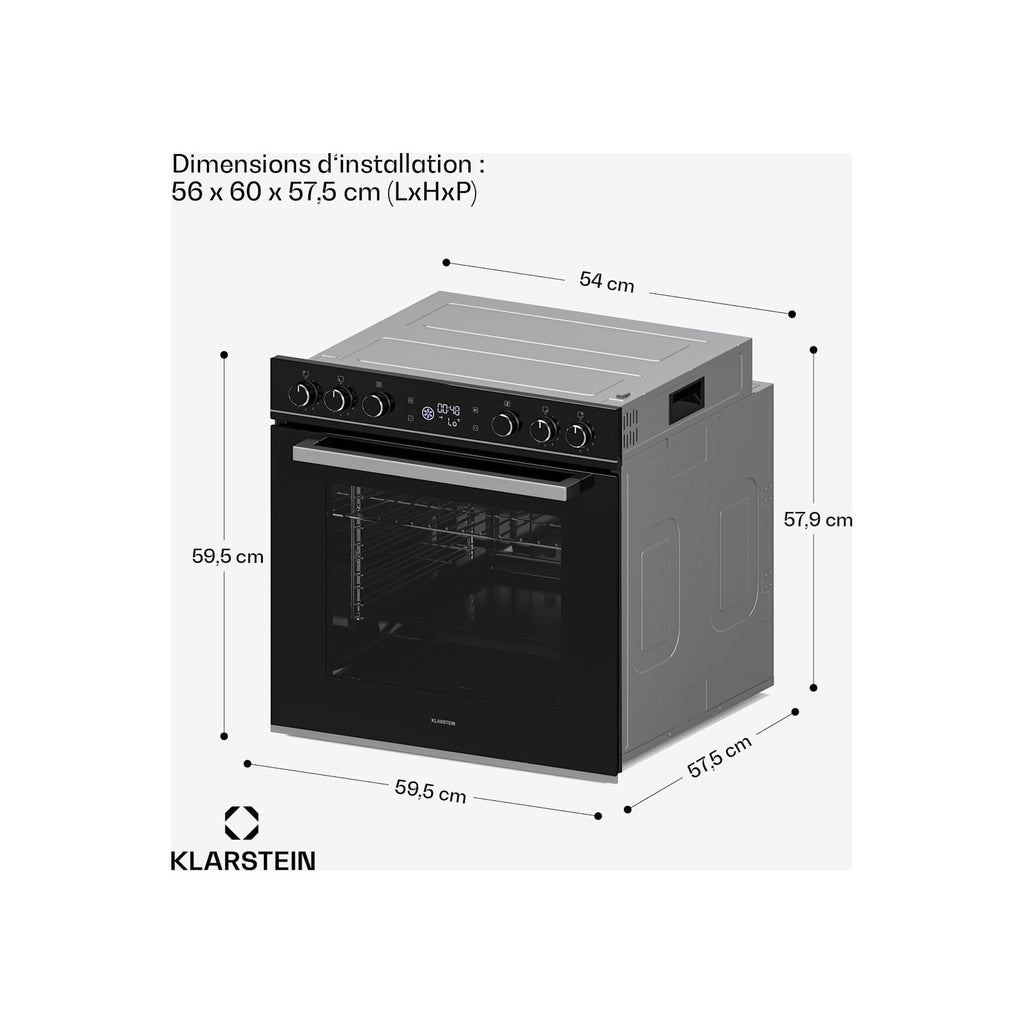 Four encastrable KLARSTEIN ControlSync Set 9 fonctions 72L Noir