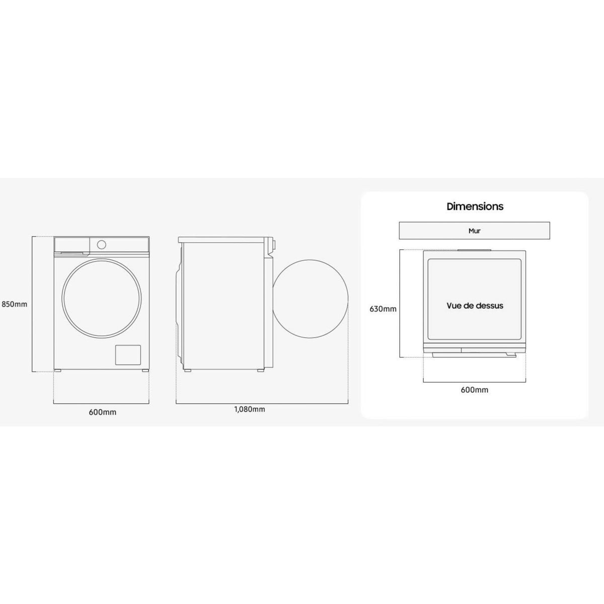 Lave linge séchant hublot SAMSUNG WD11DG6B85BKU3 - 11/6 kg - 1400 tr/min - Classe D - Moteur Inverter - Dosage automatique - Connecté
