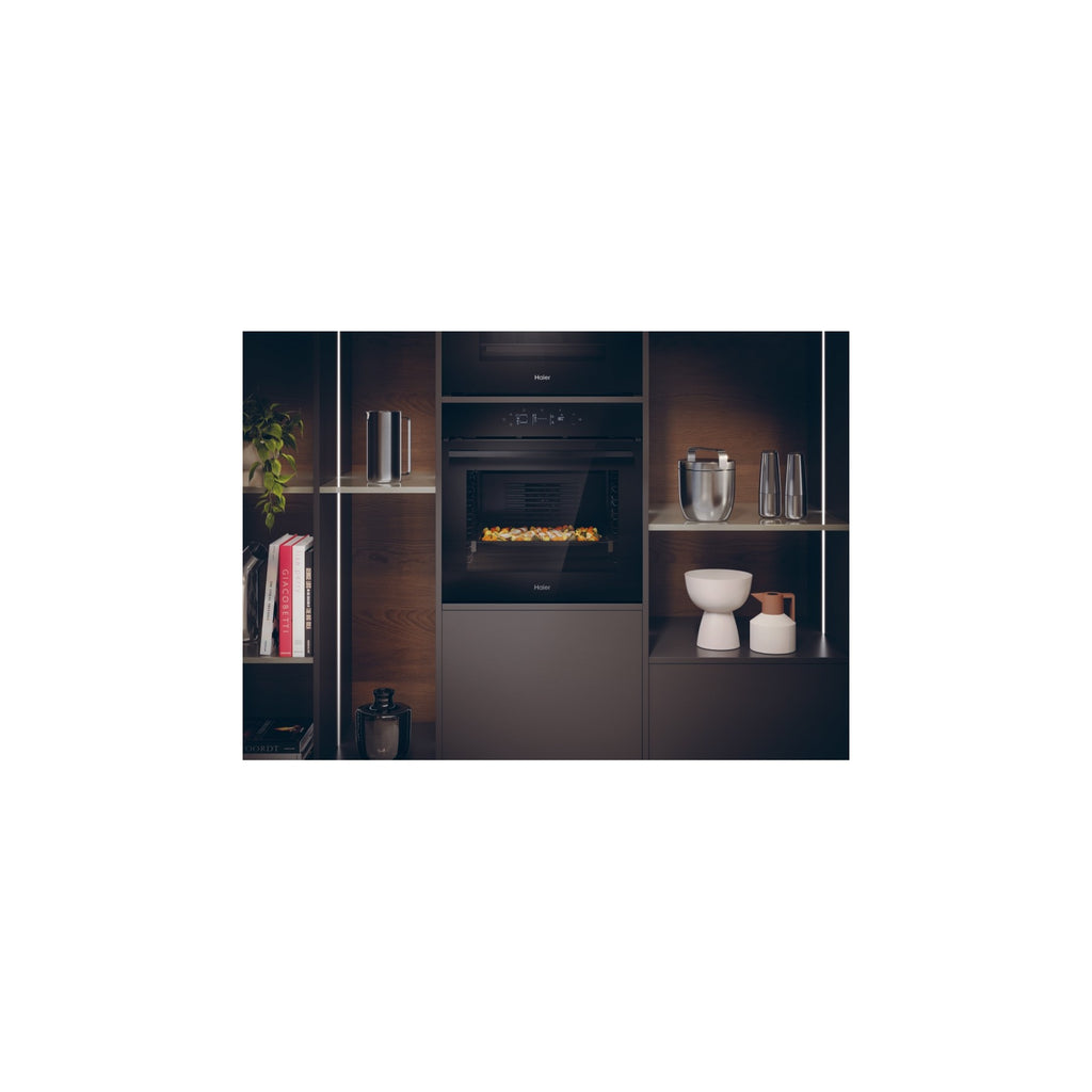 Four encastrable HAIER H6 ID46G5YTB - Pyrolyse - Hydrolyse - Chaleur pulsée - Porte froide - Rails télescopiques