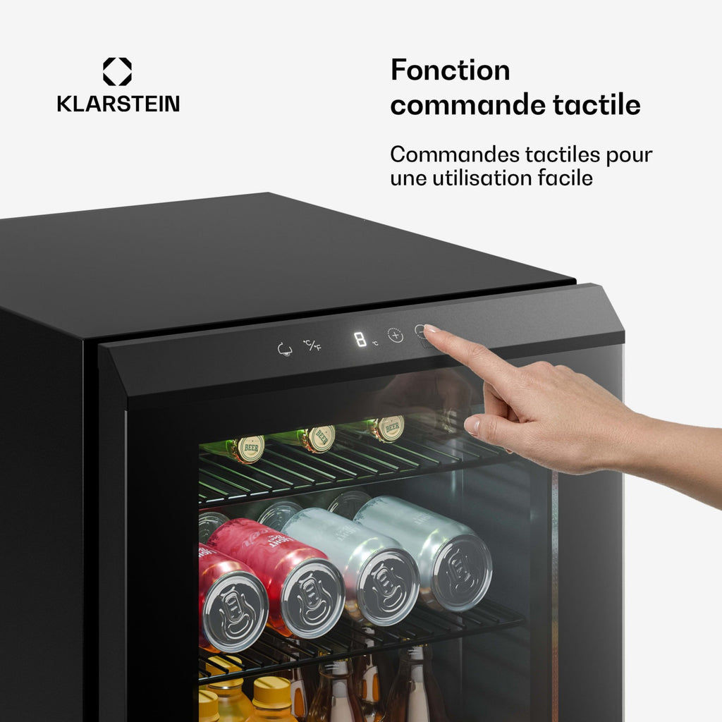 Mini réfrigérateur KLARSTEIN Bevora 52cm 46L Frigo Porte Vitrée Noir