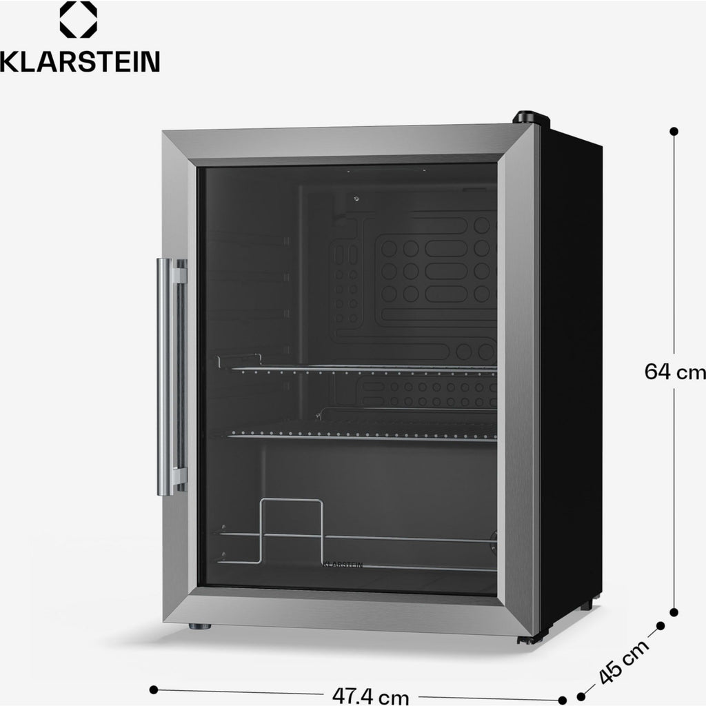 Mini réfrigérateur KLARSTEIN Beersafe porte vitrée 64x48cm LED Argent
