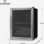 Mini réfrigérateur KLARSTEIN Beersafe porte vitrée 64x48cm LED Argent