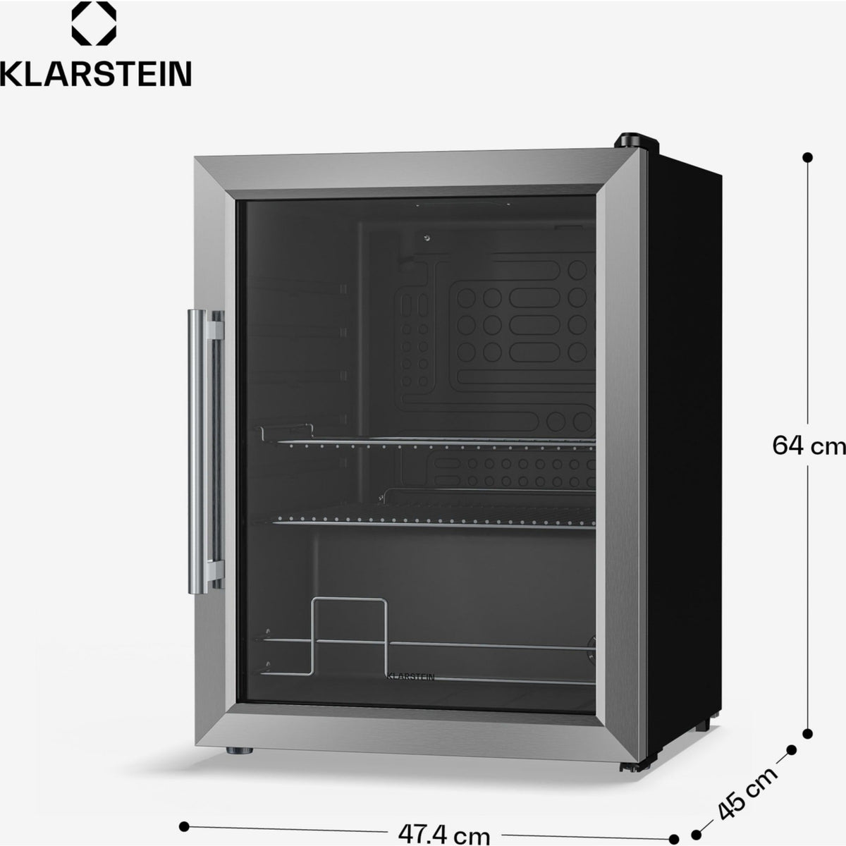 Mini réfrigérateur KLARSTEIN Beersafe porte vitrée 64x48cm LED Argent