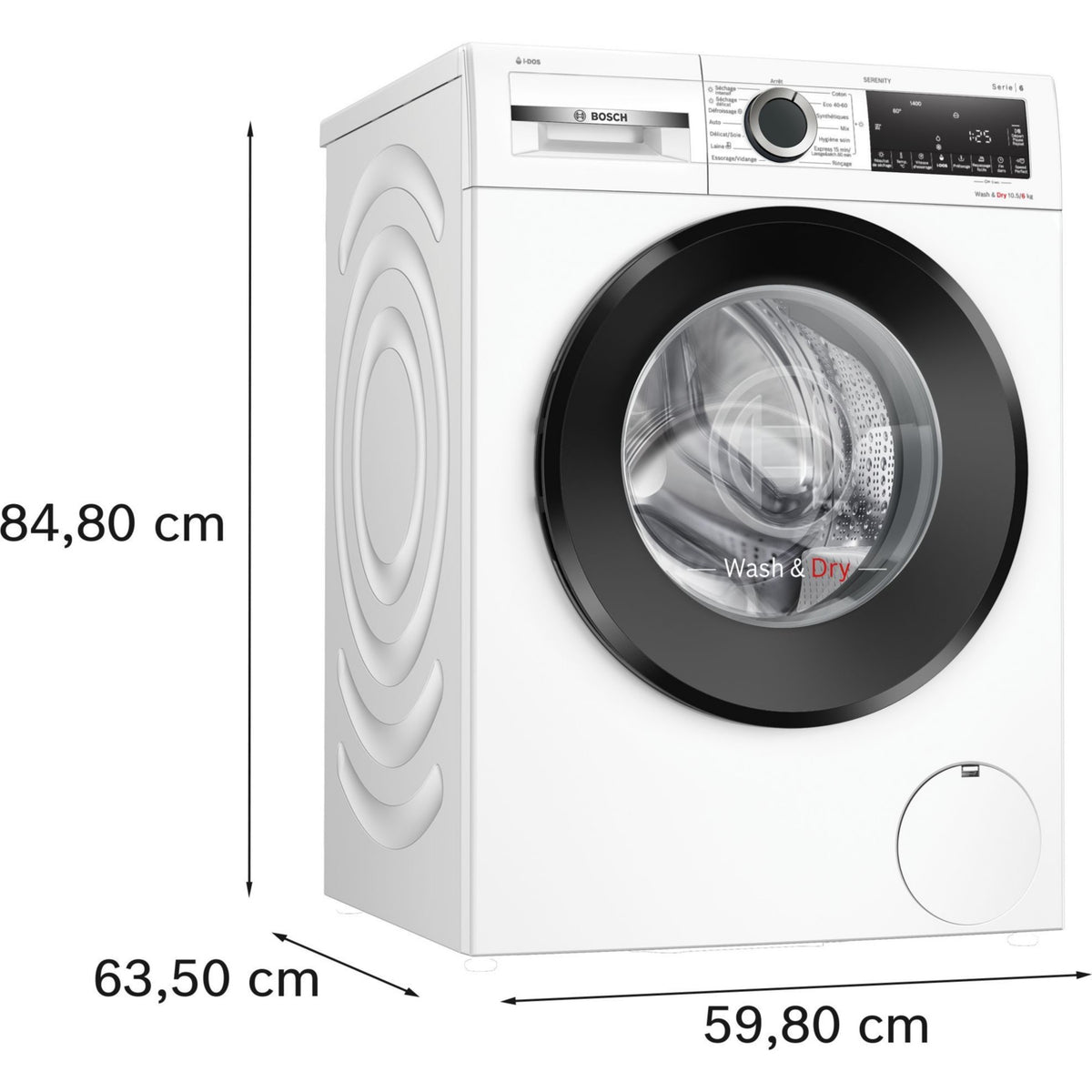 Lave linge séchant hublot BOSCH WNG254ASFR - 10,5/6 kg - 1400 tr/min - Classe D - Moteur induction - Dosage automatique - Série 6